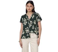 Street One Damen Kurzarmbluse F345669 – gemustert, 100% Viskose, Rundhals – Desert Pine Grün Gr. 46