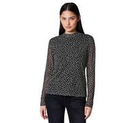 Langarmbluse STREET ONE STUDIO, Damen, Gr. 40, schwarz, Stoff, Obermaterial: 95% Polyester, 5% Elasthan; Futter: 100% Viskose, gemustert, normal normal, hoch geschlossener Ausschnitt, abgesteppt, Blus