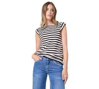 Shirttop STREET ONE STUDIO, Damen, Gr. 40, rot (fudge rot), Web, 50% Baumwolle, 50% Modal, gestreift, normal normal, U-Boot-Ausschnitt, abgesteppt, Tops, im soften Baumwoll-Mix (16460912-40) fudge rot