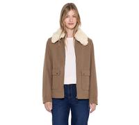 Fellimitatjacke STREET ONE STUDIO, Damen, Gr. 46, cookie braun, Stoff, Obermaterial: 90% Polyester, 10% Viskose; Futter: 100% Polyester; Kragen: 100% Polyester, unifarben, normal normal, V-Ausschnitt,