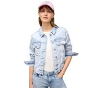 Jeansjacke STREET ONE STUDIO, Damen, Gr. 34, ultra bleach wash, Jeans, 70% Baumwolle, 28% Polyester, 2% Elasthan, unifarben, normal normal, V-Ausschnitt, abgesteppt, Jacken Jeansjacke, mit Brusttasche