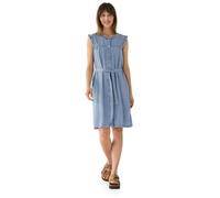 Midikleid STREET ONE STUDIO, Damen, Gr. 44, EURO-Größen, light blau soft wash, Jeans, 100% Lyocell, unifarben, normal knielang, Rundhals, Rüschen, Kleider Midikleid, aus Lyocell (66908224-44) light bl
