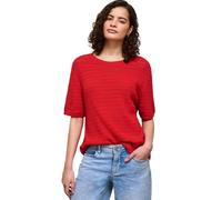 Kurzarmpullover STREET ONE STUDIO, Damen, Gr. 36, torch rot, Web, 100% Baumwolle, unifarben, normal normal, Rundhals, Rippbündchen, Pullover, aus reiner Baumwolle (68478701-36) torch rot
