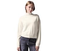 Strickpullover STREET ONE STUDIO, Damen, Gr. 46, weiß (lucid weiß), Stoff, 50% Viskose, 28% Polyester, 22% Polyamid, unifarben, gerade normal, hoch geschlossener Ausschnitt, Bündchen, Pullover, mit El