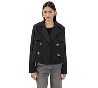 Kurzjacke STREET ONE STUDIO, Damen, Gr. 42, schwarz, Web, Obermaterial: 69% Baumwolle, 31% Polyester; Futter: 100% Polyester, unifarben, casual, comfort fit kurz, V-Ausschnitt, Langarm Bündchen, Jacke