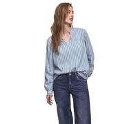 Langarmbluse STREET ONE STUDIO, Damen, Gr. 44, original blau, Stoff, 53% Polyester, 47% Viskose, gestreift, normal normal, Rundhals, Bündchen, Blusen, im Seersucker-Style mit Streifen (92932665-44) or