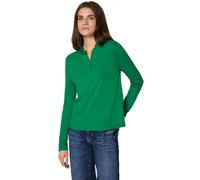Langarmshirt STREET ONE STUDIO, Damen, Gr. 44, bold grün, Web, 50% Modal, 50% Baumwolle, unifarben, normal normal, Rundhals, Bündchen, Shirts Langarmshirt, mit Rüschendetails (15366234-44) bold grün