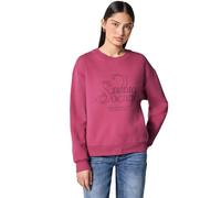 Sweatshirt STREET ONE STUDIO, Damen, Gr. 40, schwarz candy pink, Sweatware, 60% Baumwolle, 40% Polyester, gemustert, normal, Rundhals, Bündchen, Sweatshirts (88808234-40) schwarz candy pink
