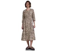 Midikleid STREET ONE STUDIO, Damen, Gr. 42, EURO-Größen, braun (creamy braun), Stoff, 88% Viskose, 12% Polyamid, animal-print, casual, gerade wadenlang, V-Ausschnitt, 3/4-Ärmel Bündchen, Kleider, soft