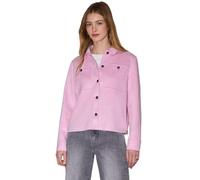 Kurzjacke STREET ONE STUDIO, Damen, Gr. 38, tulip pink, Stoff, 94% Polyester, 6% Elasthan, unifarben, normal normal, V-Ausschnitt, Bündchen, Jacken Kurzjacke, in Velours-Optik (42596962-38) tulip pink