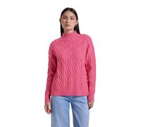 Strickpullover STREET ONE STUDIO, Damen, Gr. 42, rosa (candy pink meliert), Web, 35% Baumwolle, 32% Polyacryl, 28% Polyester, 5% Elasthan, unifarben, normal normal, hoch geschlossener Ausschnitt, Stri