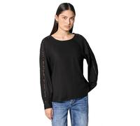 Langarmbluse STREET ONE STUDIO, Damen, Gr. 40, schwarz, Stoff, 100% Viskose, unifarben, normal normal, Rundhals, Bündchen, Blusen, aus softer Viskose (74925724-40) schwarz