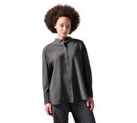 Hemdbluse STREET ONE STUDIO, Damen, Gr. 42, grau (lead grau), Stoff, 88% Viskose, 12% Polyamid, unifarben, casual, normal normal, V-Ausschnitt, Langarm Manschette, Blusen, mit Knopfleiste (64028261-42