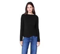 Rundhalspullover STREET ONE STUDIO, Damen, Gr. 38, schwarz, Stoff, 30% Polyester, 29% Polyacyl, 21% Viskose, 20% Nylon, unifarben, comfort fit normal, Rundhals, abgesteppt, Pullover Rundhalspullover,