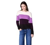 Strickpullover STREET ONE STUDIO, Damen, Gr. 42, soft beige, Web, 55% Polyester, 45% Baumwolle, gestreift, normal normal, Rundhals, Strickbund, Pullover Strickpullover, mit buntem Streifenmuster (6161