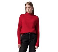 Strickpullover STREET ONE STUDIO, Damen, Gr. 44, rot (urban rot), Web, 37% Baumwolle, 34% Polyacryl, 26% Polyester, 3% Elasthan, unifarben, normal normal, hoch geschlossener Ausschnitt, Bündchen, Pull