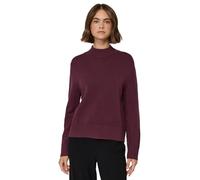 Strickpullover STREET ONE STUDIO, Damen, Gr. 44, rot (schwarz plum rot), Stoff, 30% Polyester, 27% Polyacryl, 23% Polyamid, 20% Viskose, unifarben, normal normal, hoch geschlossener Ausschnitt, Strick