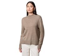 Strickpullover STREET ONE STUDIO, Damen, Gr. 42, beige (sandstone beige meliert), Stoff, 30% Polyester, 27% Polyacryl, 23% Polyamid, 20% Viskose, unifarben, normal normal, hoch geschlossener Ausschnit