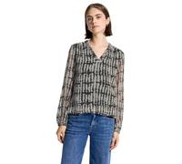 Chiffonbluse STREET ONE STUDIO, Damen, Gr. 38, schwarz, Stoff, Obermaterial: 100% Polyester; Futter: 100% Modal, gemustert, normal normal, V-Ausschnitt, elastischer Bund, Blusen Chiffonbluse, mit graf