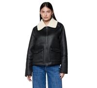 Lederimitatjacke STREET ONE STUDIO, Damen, Gr. 42, schwarz, Stoff, Obermaterial: 100% Polyester; Futter: 100% Polyester, unifarben, normal normal, V-Ausschnitt, abgesteppt, Jacken, aus Lederimitat (53