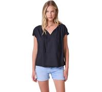 Shirtbluse STREET ONE STUDIO, Damen, Gr. 36, blau (schwarz void blau), Stoff, 100% Viskose, unifarben, normal normal, Rundhals, abgesteppt, Blusen, Feel Good Fit (28932659-36) schwarz void blau