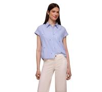 Street One Studio - Gestreifte Kurzarmbluse mit Button-Down-Kragen blau - Gr. - 44