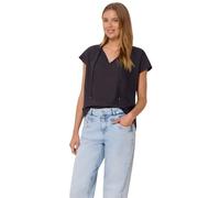 Kurzarmbluse STREET ONE STUDIO, Damen, Gr. 38, schwarz, Stoff, 100% Viskose, unifarben, normal normal, Rundhals, abgesteppt, Blusen, aus softer Viskose (29645060-38) schwarz