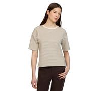 Street One Studio - Gestreiftes T-Shirt mit Rundhalsausschnitt und überschnittenen Schultern braun - Gr. - 40