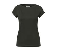 Street One Studio - Figurbetontes T-Shirt mit U-Boot-Ausschnitt in Rippstruktur grün - Gr. - 40