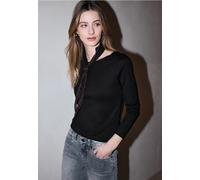 Street One Studio Frauen Basic Langarmshirt in Schwarz, Gr: 40