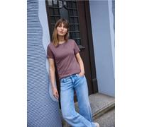Street One Studio Frauen Basic T-Shirt mit Rundhals und Kurzarm in Rosa, Gr: 46