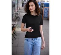 Street One Studio Frauen Basic T-Shirt mit Rundhals und Kurzarm in Schwarz, Gr: 38