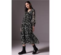 Street One Studio Frauen Bedrucktes Chiffon-Kleid in Schwarz, Gr: 44