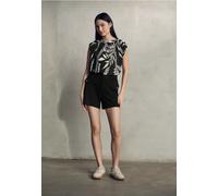 Print-Shirt STREET ONE STUDIO, Damen, Gr. 46, schwarz, Stoff, 65% Viskose, 35% Polyester, bedruckt, normal normal, Rundhals, abgesteppt, Shirts, mit Rundhalsausschnitt (48746435-46) schwarz