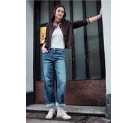 Blouson STREET ONE STUDIO, Damen, Gr. 34, plummy braun, Stoff, 71% Polyester, 26% Viskose, 3% Elasthan, unifarben, normal normal, Rundhals, elastischer Bund, Jacken Blouson, mit College-Style Details