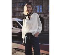 Shirtbluse STREET ONE STUDIO, Damen, Gr. 42, sanftes weiß, Web, 100% Baumwolle, unifarben, normal normal, Rundhals, elastischer Bund, Blusen, aus reiner Baumwolle (35405763-42) sanftes weiß