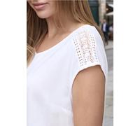 Street One Studio Frauen Blusenshirt mit V-Neck und Spitze in Weiß, Gr: 40