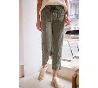 Cargohose STREET ONE STUDIO, Damen, Gr. 38, Länge 28, ashen olive, Stoff, 60% Lyocell, 37% Baumwolle, 3% Elasthan, unifarben, loose fit knöchelfrei, Hosen Cargohose, Middle Waist (18054462-38) ashen o