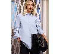 Langarmbluse STREET ONE STUDIO, Damen, Gr. 36, original blau, Web, 100% Baumwolle, unifarben, normal normal, V-Ausschnitt, Bündchen, Blusen (46918939-36) original blau