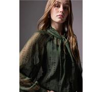 Street One Studio Frauen Chiffon-Bluse mit Schleife in Grün, Gr: 34