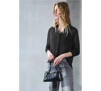 Street One Studio Frauen Chiffon Hemdbluse in Schwarz, Gr: 42
