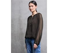 Street One Studio Frauen Chiffon Leo-Bluse mit Zipper in Braun, Gr: 38