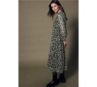 Street One Studio Frauen Chiffon Midi-Kleid mit Print in Schwarz, Gr: 38