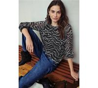 Street One Studio Frauen Chiffonbluse mit Zebra-Print in Grau, Gr: 34