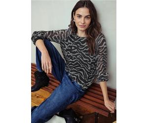 Street One Studio Frauen Chiffonbluse mit Zebra-Print in Grau, Gr: 40