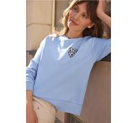 Sweatshirt STREET ONE STUDIO, Damen, Gr. 46, sky lavender blau, Sweatware, Obermaterial: 60% Baumwolle, 40% Polyester, unifarben, loose fit, Rundhals, Bündchen, Sweatshirts Sweatshirt, in Loose Shape 
