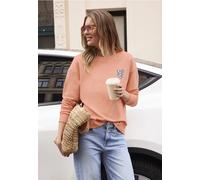 Sweatshirt STREET ONE STUDIO, Damen, Gr. 46, soft tangurine, Sweatware, Obermaterial: 60% Baumwolle, 40% Polyester, unifarben, loose fit, Rundhals, Bündchen, Sweatshirts Sweatshirt, in Loose Shape (86