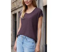 Rundhalsshirt STREET ONE STUDIO, Damen, Gr. 44, very berry, Web, 50% Baumwolle, 50% Modal, unifarben, normal normal, Rundhals, abgesteppt, Shirts Rundhalsshirt, Rundhalsausschnitt (53368141-44) very b