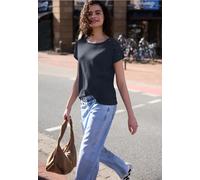 Street One Studio Frauen Dropped Shoulder Shirt mit Knopfdetail in Blau, Gr: 46