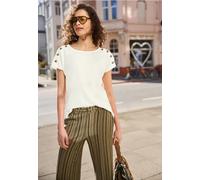 Street One Studio Frauen Dropped Shoulder Shirt mit Knopfdetail in Weiß, Gr: 38